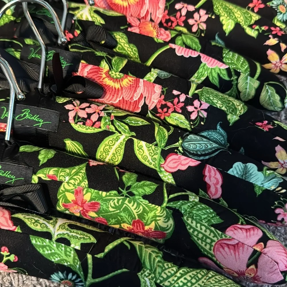 Vera Bradley Black Floral Padded Velvet Hangers - Pink & Green Print (Set)
